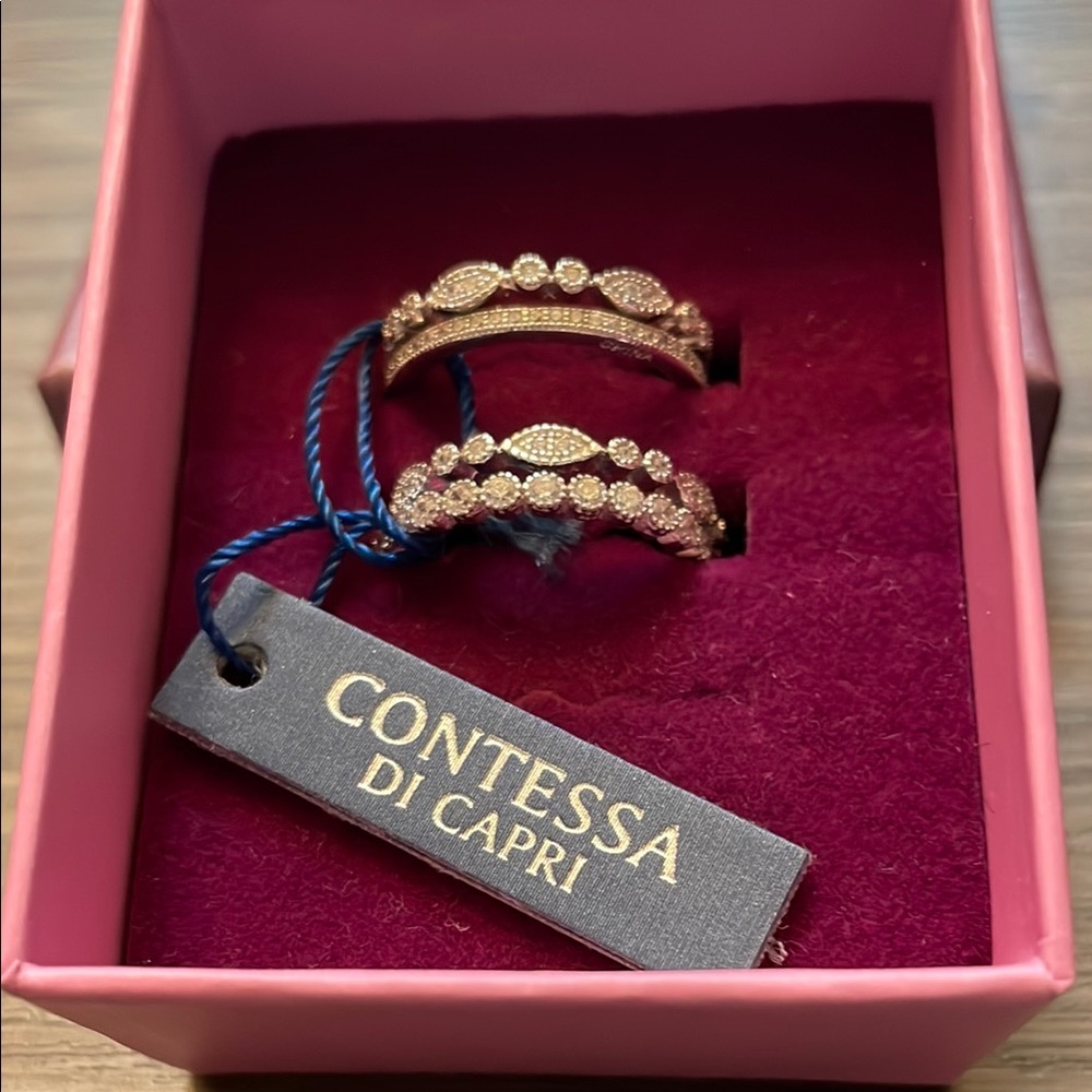 Silver Crystal Stack Rings